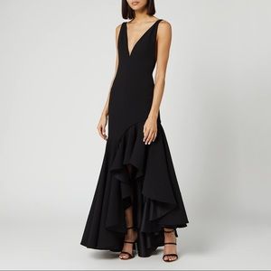 SOLACE LONDON Edana asymmetric ruffled stretch-crepe gown
